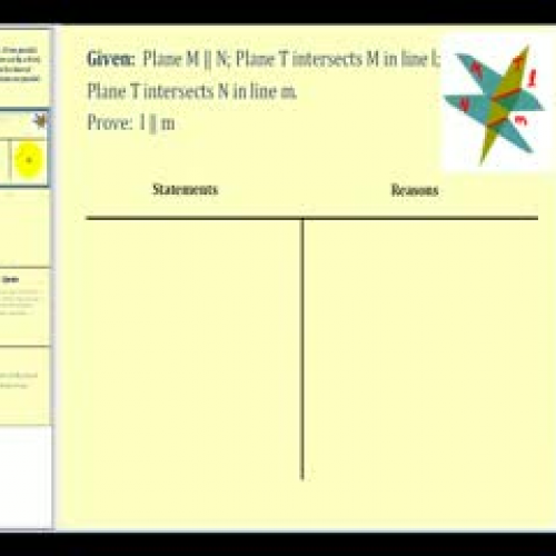 Proof:  Parallel Planes Cut by a Plane