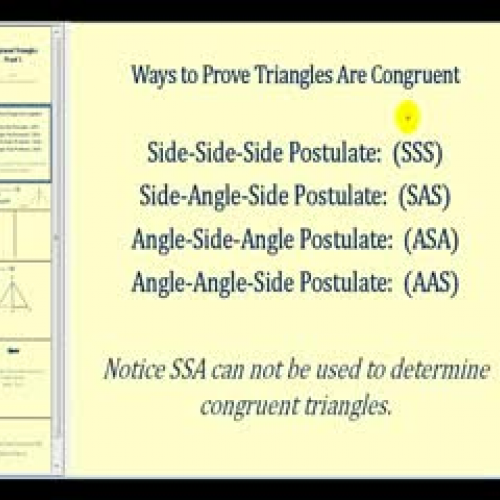 Example 1:  Prove Two Triangles are Congruent