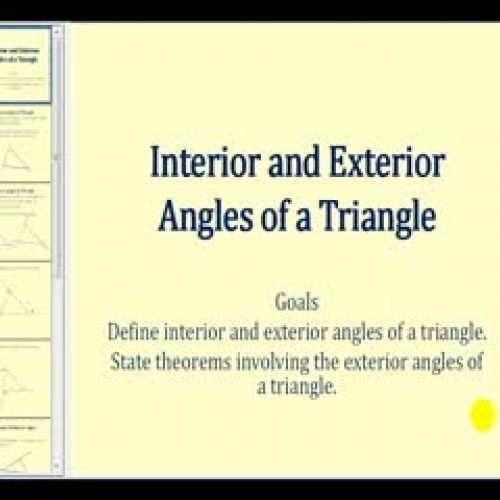 Intro to the Int and Ext Angles of Triangles