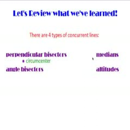 Summary of Concurrent Lines