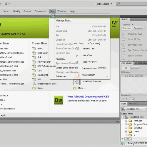 Creating a Site Definition in Dreamweaver