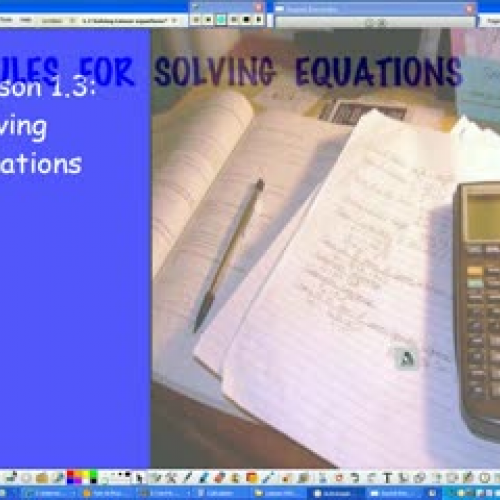 Lesson 1.3:  Solving Linear Equations