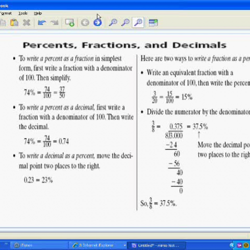 Percents Fractions decimals