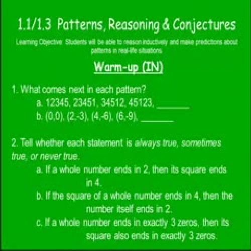 1.1&amp;1.3  Patterns, Reasoning and Conjectu