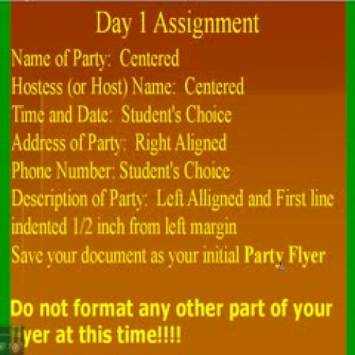 Formatting Day 1 - Assignment