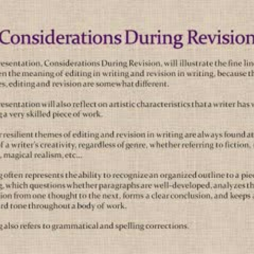 Considerations During Revision