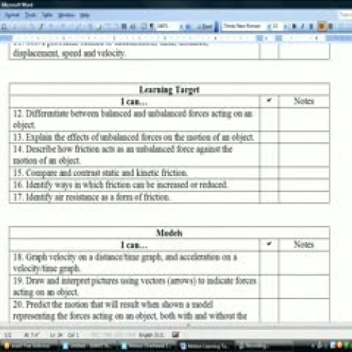 WMHS Science 9 Motion LT #12-20 Summary