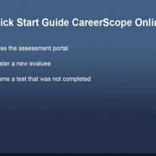 CareerScope Online Quickstart
