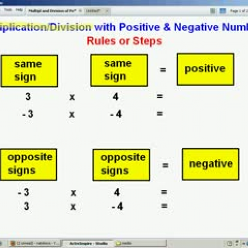 Multipication &amp; Division with Negatives