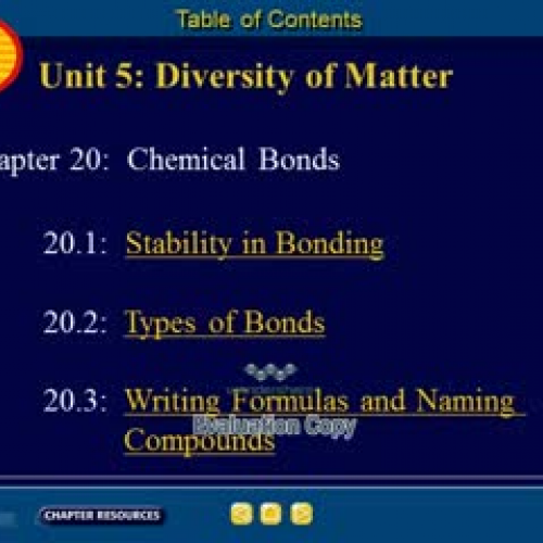 Chapter 20, Chemical Bonds, Section One Lectu