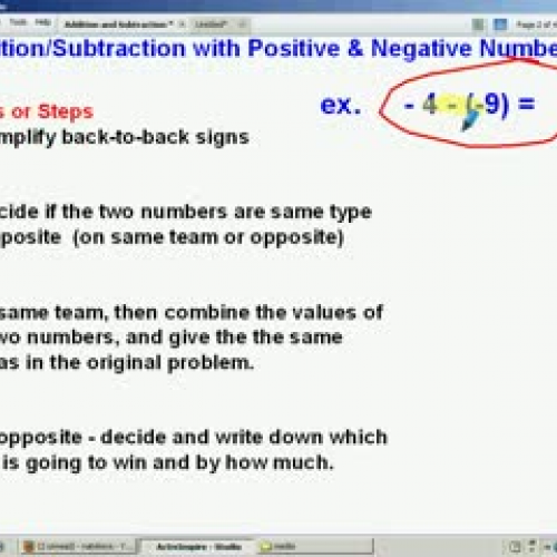 Addition and Subtraction of Positive &amp; Ne