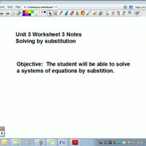 U6WS3  Solving Systems by Substition
