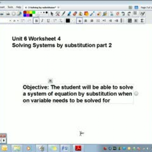 U6WS4 Solving Systems by Substitution