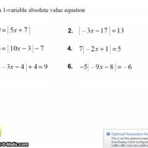 Solve a 1-variable absolute value equation
