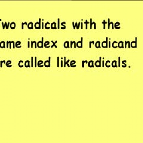 6-3 Sums of Radicals