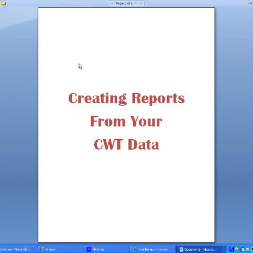 Creating CWT Reports