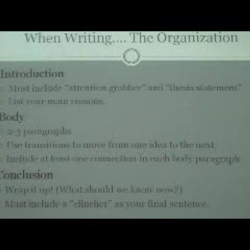 10th Grade Writer's Workshop - Video #5