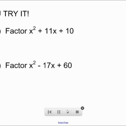Honors Algebra: 10.5 (Part 2): Factoring ax2+