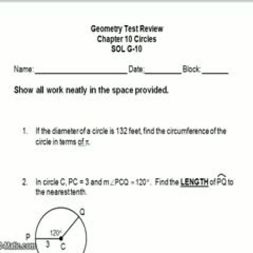 Unit 10 Test Review A-O-B #1-10