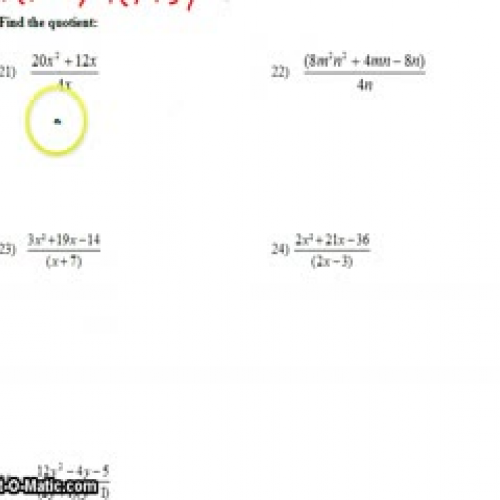 Algebra 1 Test Review 9.1-9.5,12.5 # 21-30