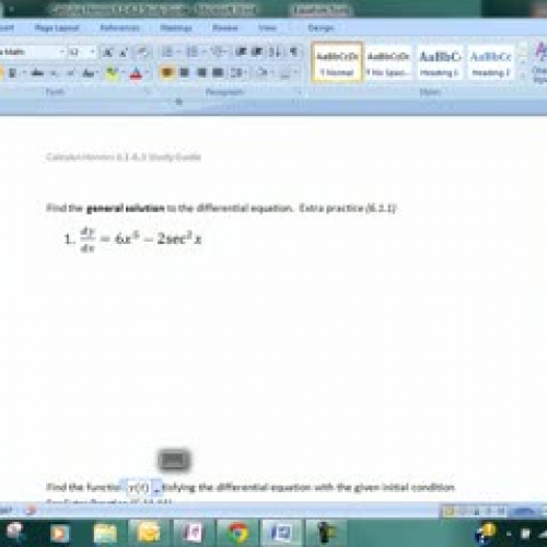 Calculus Study Guide 6.1-6.3