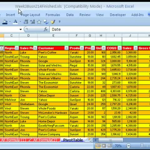 Pivot Tables