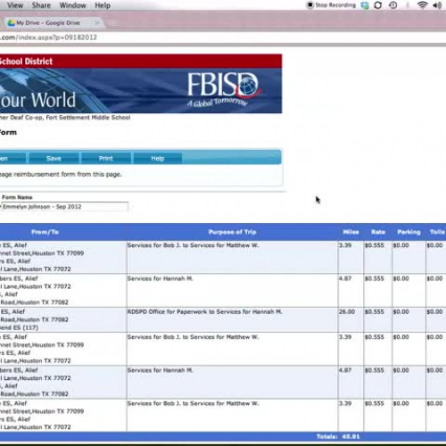 FBISD Mileage - How to use the copy function