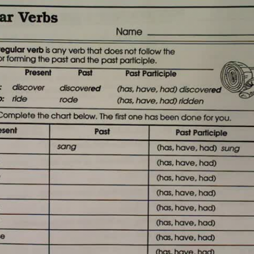 Peet HW 8 Irregular Verbs