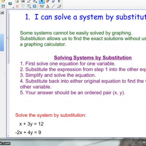 3.2 Solving Systems of Equations using Substi