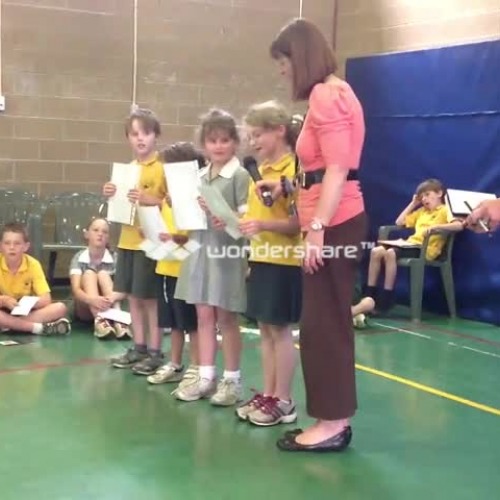 Level 2 Students Presenting at Assembly