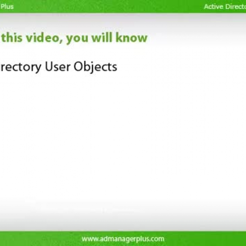 Active Directory User Objects - ManageEngine 