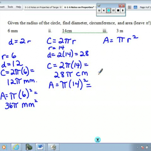 Notes on Tangent Lines to Circles