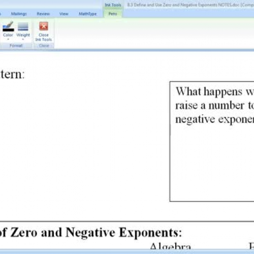 8.3 Define and Use Zero and Negative Exponent