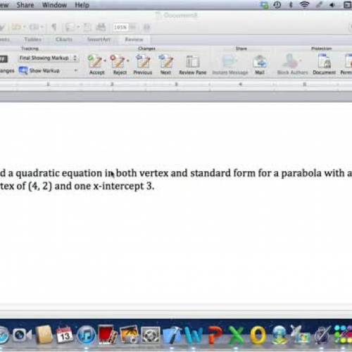 Finding Quadratic Equations