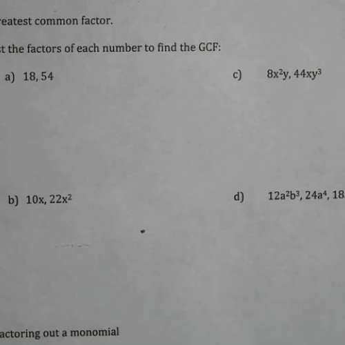 Finding the greatest common factor Examples a