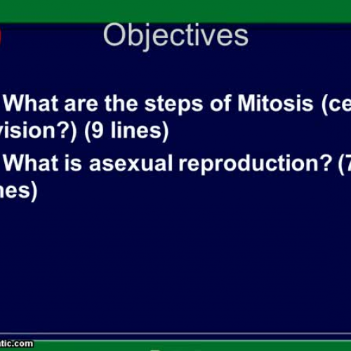 Objective 86:  Mitosis and Asexual Reproducti