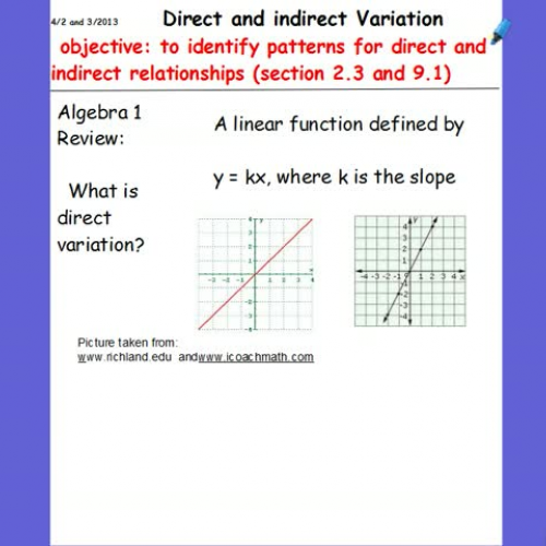 A2 Direct and Indirect variation Section 2_3 