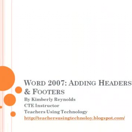 Word 2007 Adding a Headers and Footers