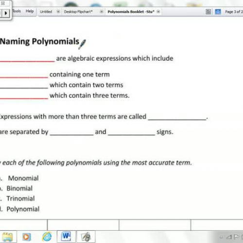 Lesson 1 - Polynomials - Naming Polynomials