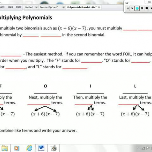 Lesson 5 - Polynomials - Multiplying Polynomi