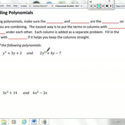 Lesson 3 - Polynomials - Adding Polynomials