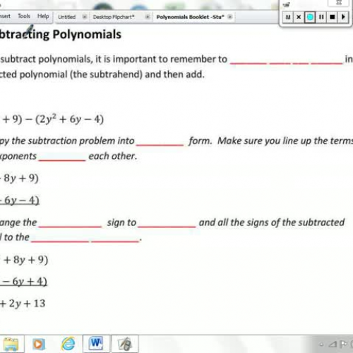 Lesson 4 - Polynomials - Subtracting Polynomi