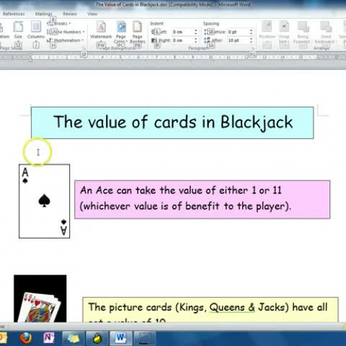 Video - The Value of Cards in Blackjack