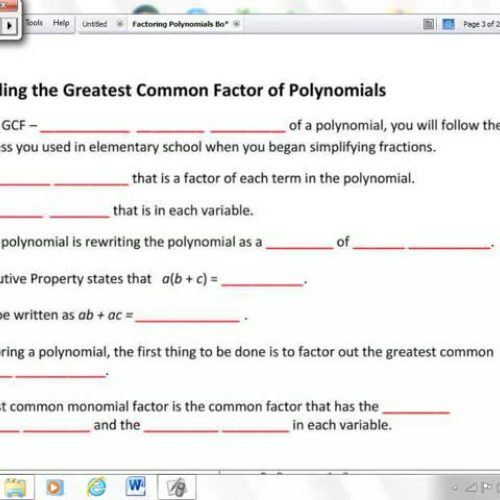 Factoring Polynomials - Lesson 1 - Greatest C