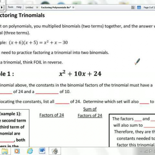 Factoring Polynomials - Lesson 2 - Factoring 