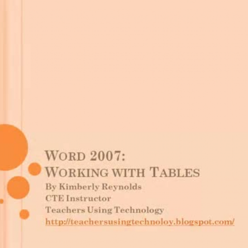 Word 2007 Working with Tables
