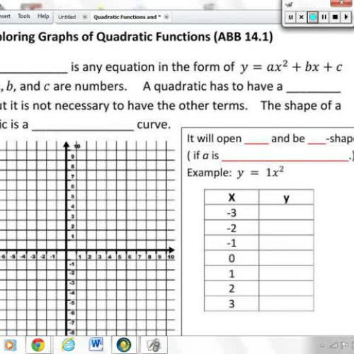 Quadratics - Lesson 1 - Exploring Graphs