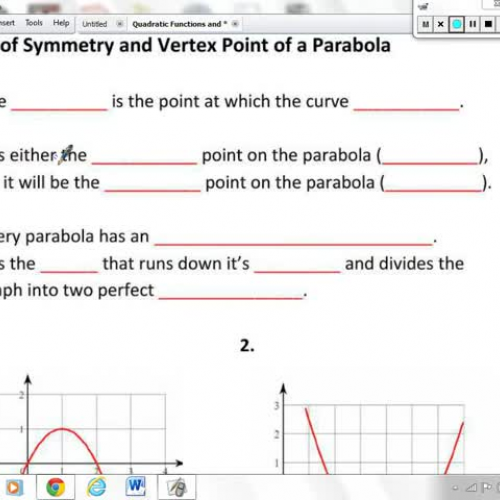 Quadratics - Lesson 3 - Axis of Symmetry and 