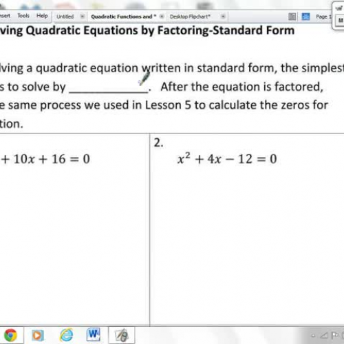 Quadratics - Lesson 6- Solving Quadratics by 