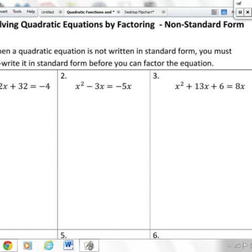 Quadratics - Lesson 7 - Solve Non-Standard Qu